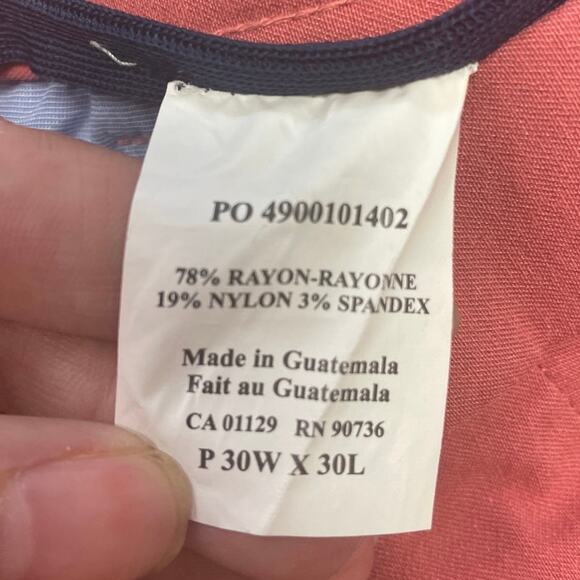 Tommy Hilfiger Womens 30W X 30L Pink Rayon Blend Zip Up Flat Front Chino Pants - Picture 5 of 5